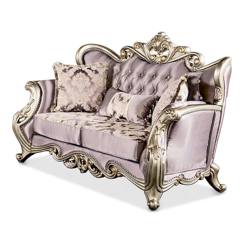 Haggen Velvet Tufted Loveseat with Nailhead Trim