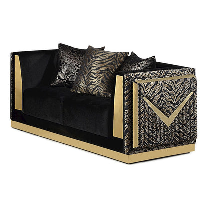 Ulinon 2-Piece Black Velvet Sofa Set with Track Arms