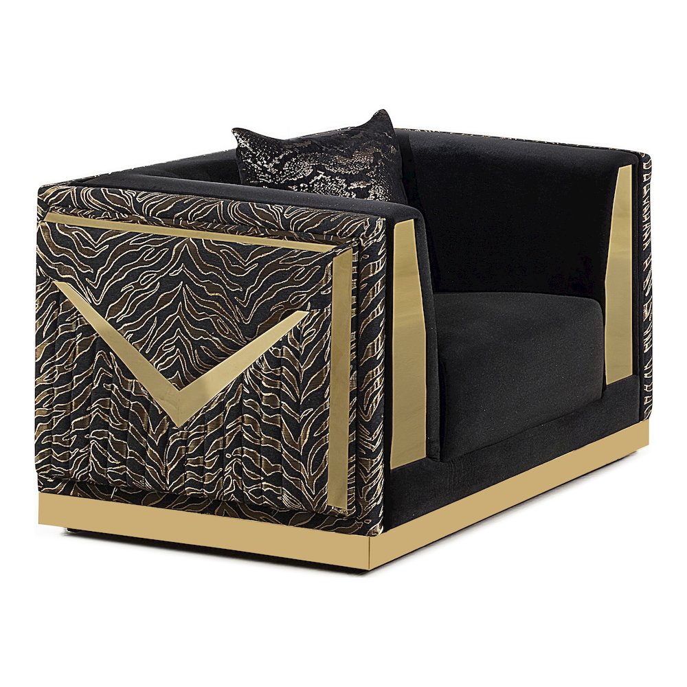 Ulinon Black Velvet Fabric Chair with Track Arms