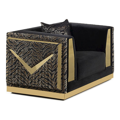 Ulinon Black Velvet Fabric Chair with Track Arms