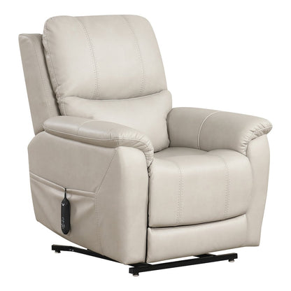 Moonrise Faux Leather Power Lift USB Recliner in Light Grey