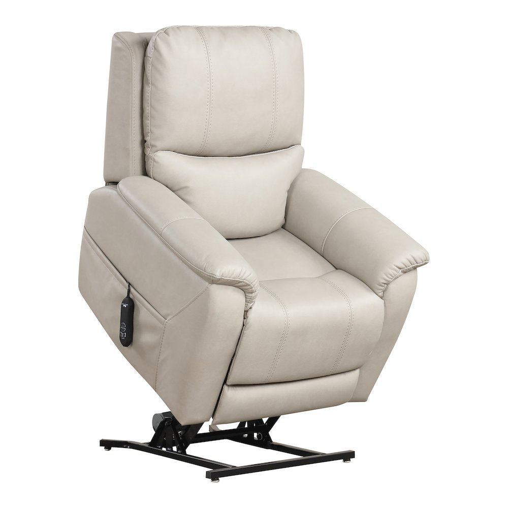 Moonrise Faux Leather Power Lift USB Recliner in Light Grey