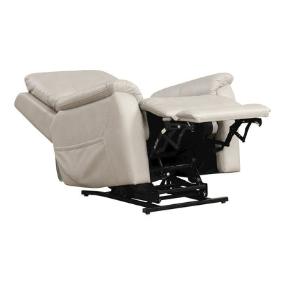 Moonrise Faux Leather Power Lift USB Recliner in Light Grey