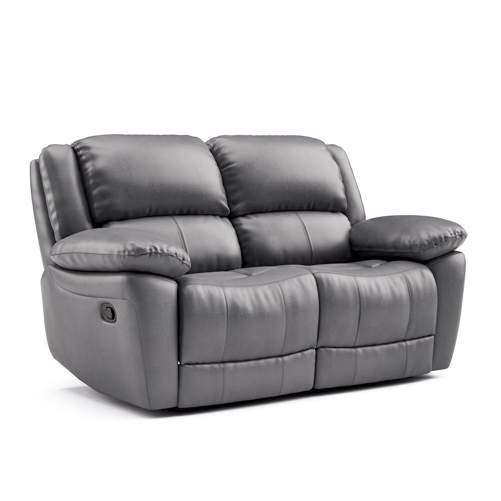 Torrel Modern 2-Piece Leather Reclining Sofa Set, Dark Grey