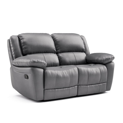 Torrel Modern 2-Piece Leather Reclining Sofa Set, Dark Grey