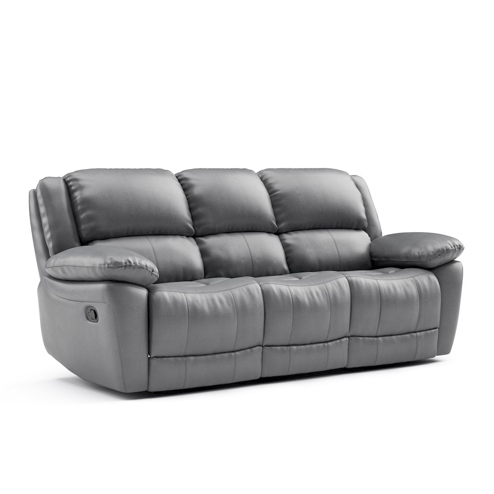 Torrel Modern 2-Piece Leather Reclining Sofa Set, Dark Grey