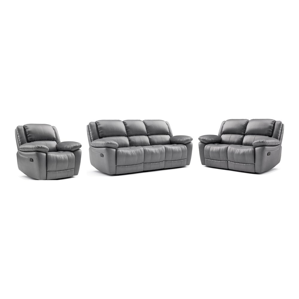 Sorin 3-Piece Leather Match Manual Reclining Sofa Set