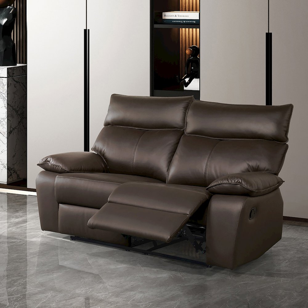 Jenn Brown Leather Match Upholstered Reclining Loveseat
