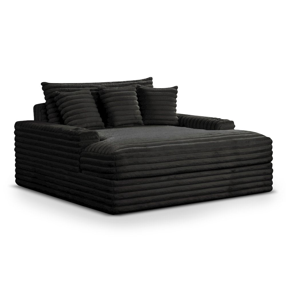 Cafein Contemporary Chenille Two Arm Chaise with USB Port