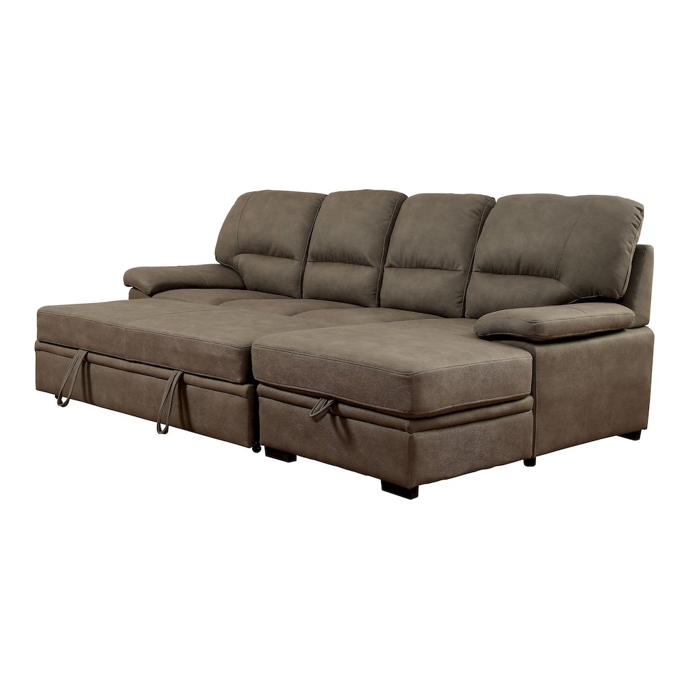 Clair Fabric Convertible Sectional in Brown