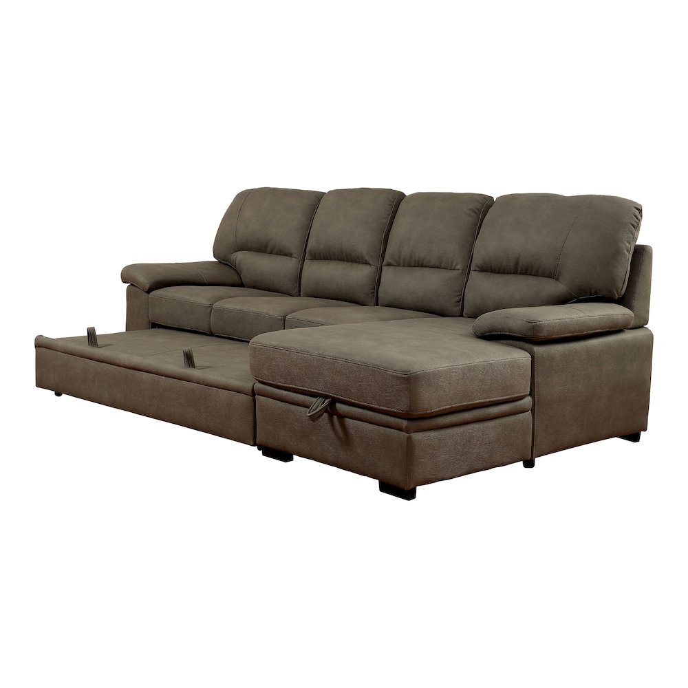 Clair Fabric Convertible Sectional in Brown