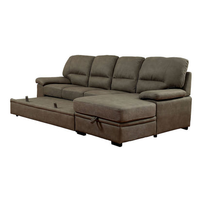 Clair Fabric Convertible Sectional in Brown
