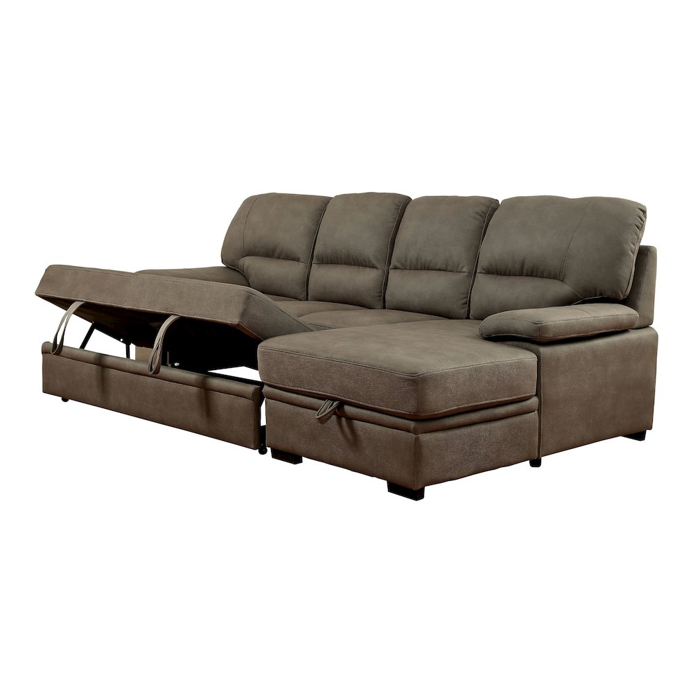 Clair Fabric Convertible Sectional in Brown