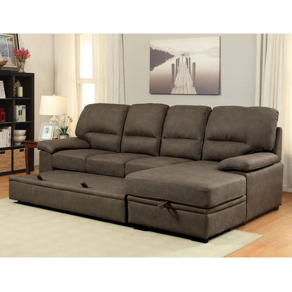 Clair Fabric Convertible Sectional in Brown