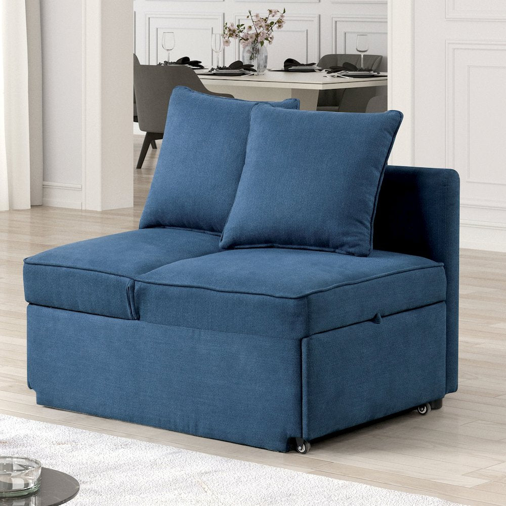 Osric Fabric Chair with Pull-Out Bed and Pillows