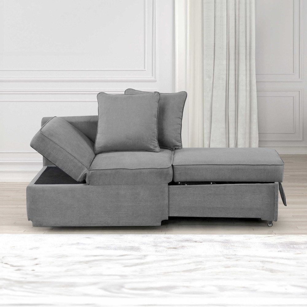Osric Fabric Chair with Pull-Out Bed and Pillows