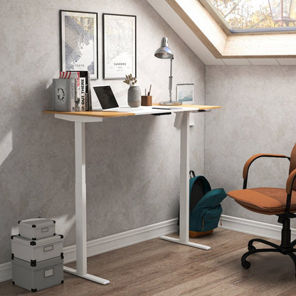 Quade Wood and Metal Height Adjustable Desk in White