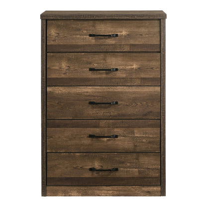 Kodo Rustic Wood 5-Drawer Chest in Walnut