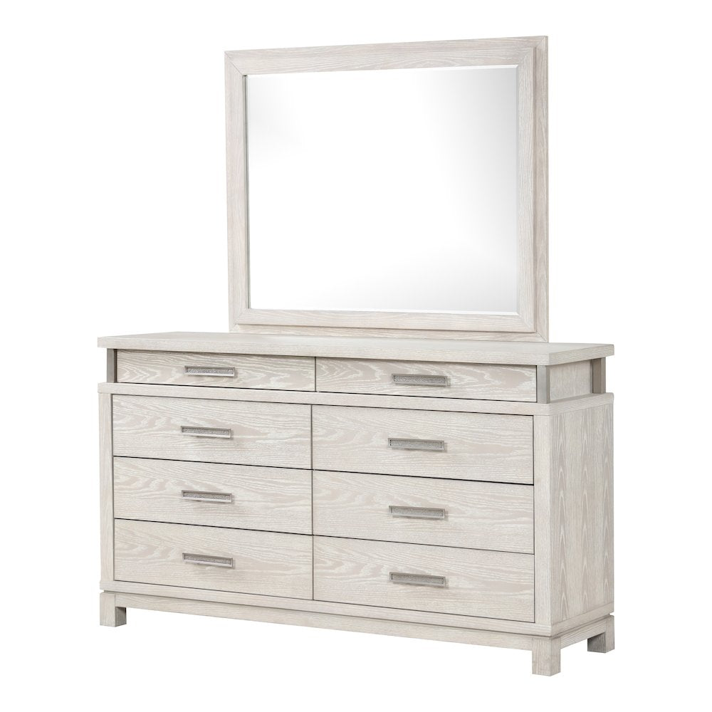Patty Weathered 2-Piece Gray Solid Wood Dresser with Mirror