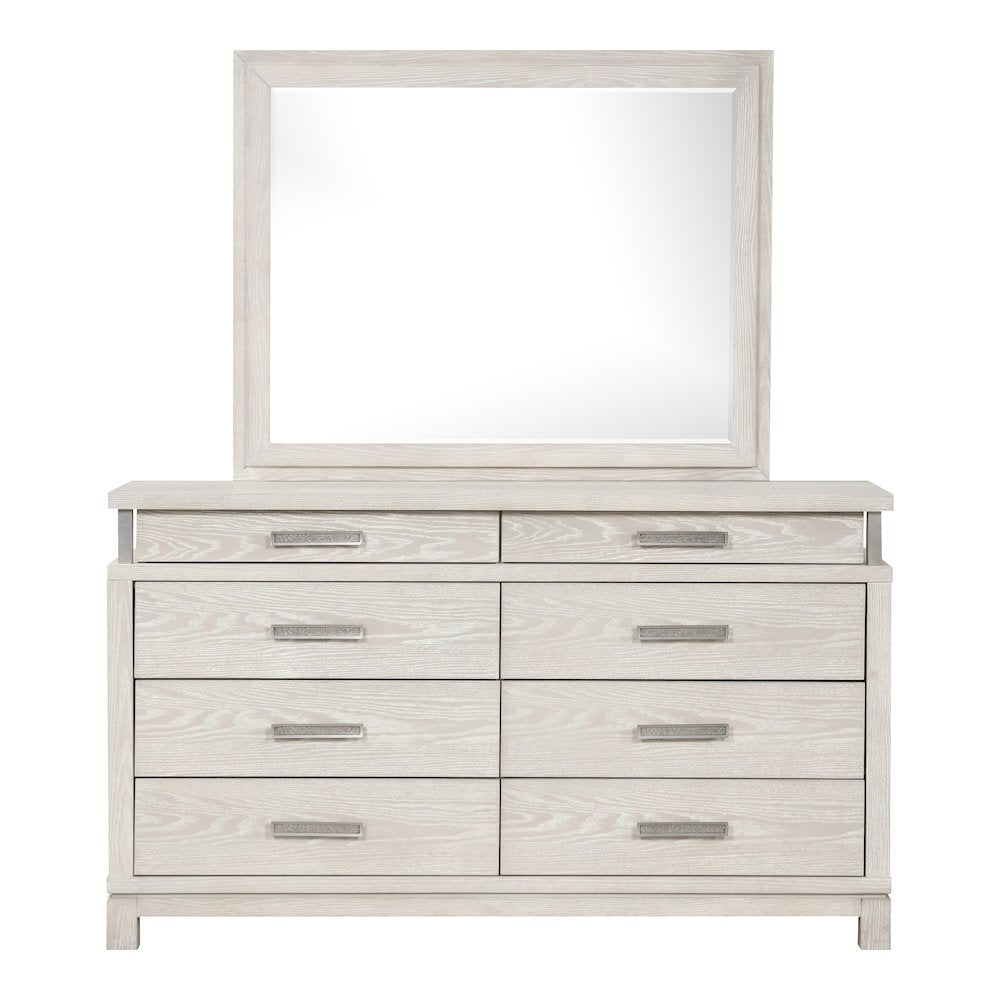 Patty Weathered 2-Piece Gray Solid Wood Dresser with Mirror