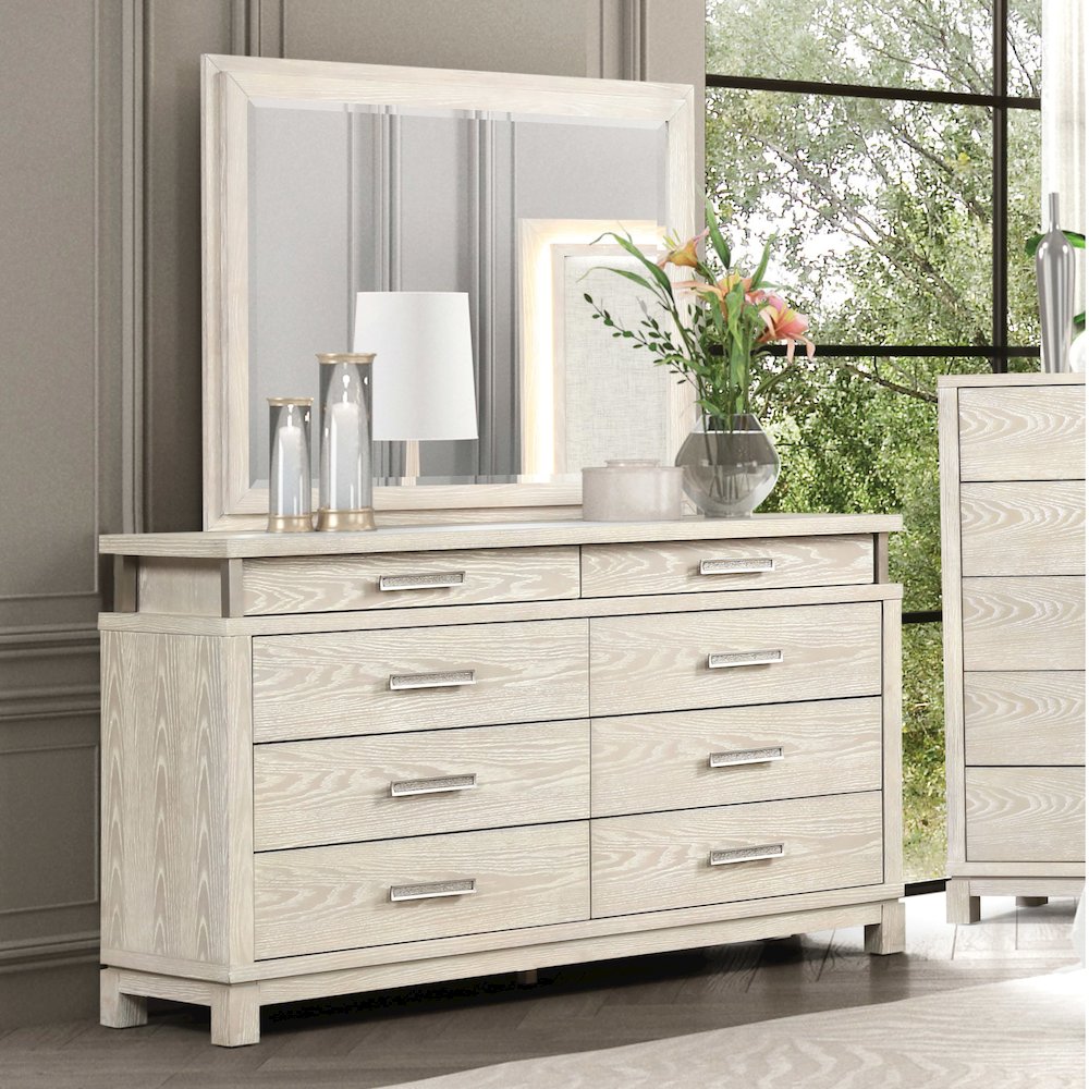 Patty Weathered 2-Piece Gray Solid Wood Dresser with Mirror