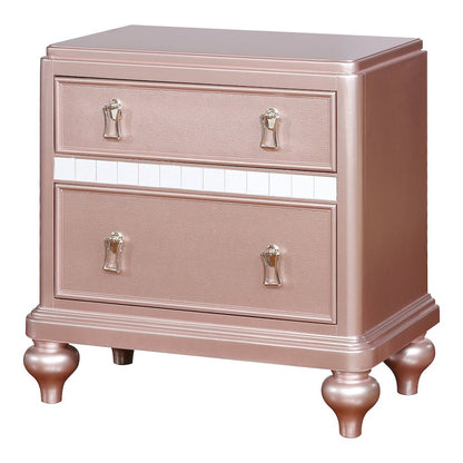 Appell Solid Wood 2-Drawer Nightstand in Rose Gold