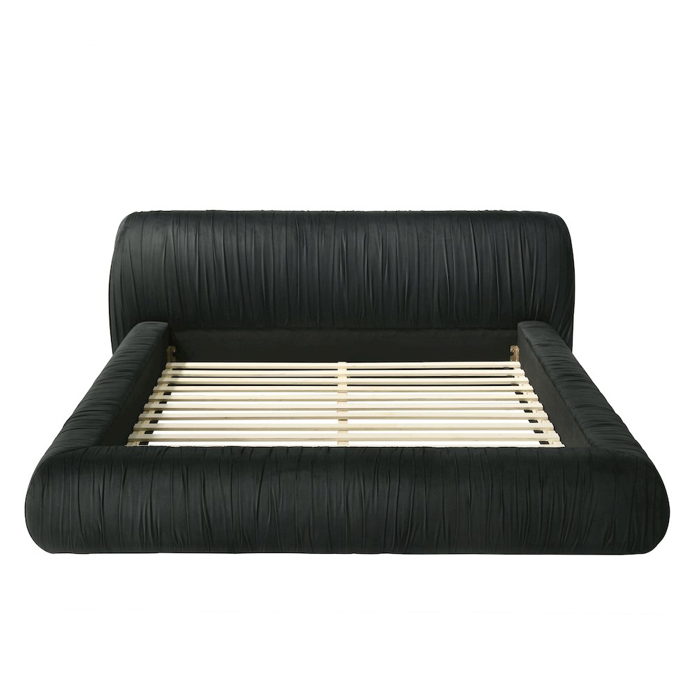 Mallan Pleated Upholstered Bed Low Profile Platform Bed