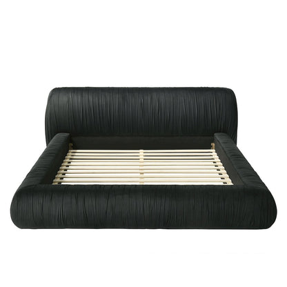 Mallan Pleated Upholstered Bed Low Profile Platform Bed