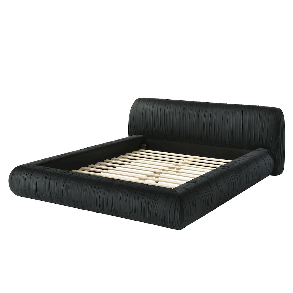 Mallan Pleated Upholstered Bed Low Profile Platform Bed