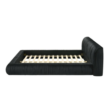 Mallan Pleated Upholstered Bed Low Profile Platform Bed
