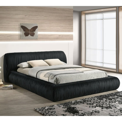 Mallan Pleated Upholstered Bed Low Profile Platform Bed