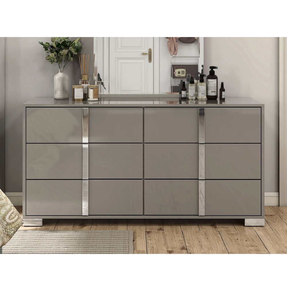Mesala Glossy 6-Drawer Dresser