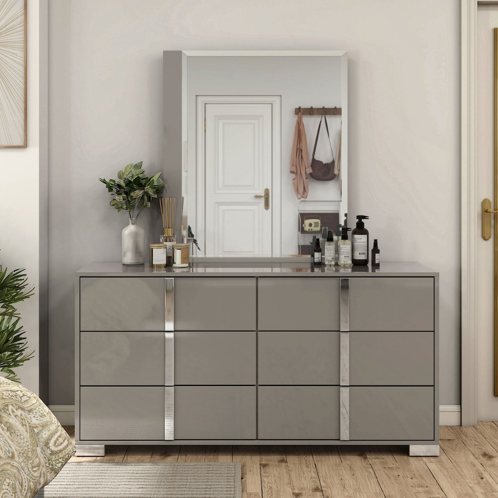 Mesala Glossy 6-Drawer Dresser