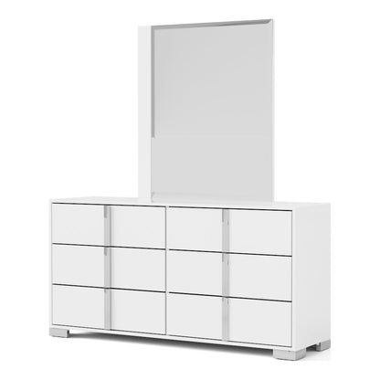 Mesala 2-Piece Glossy 6-Drawer Dresser and Mirror Set