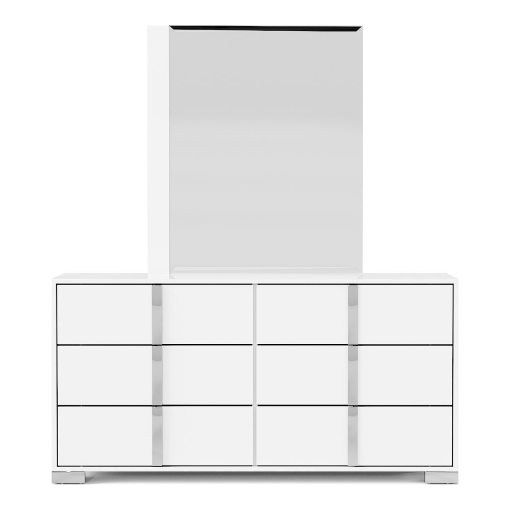 Mesala 2-Piece Glossy 6-Drawer Dresser and Mirror Set
