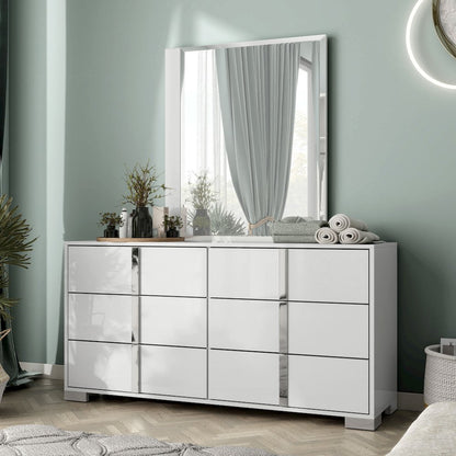 Mesala 2-Piece Glossy 6-Drawer Dresser and Mirror Set