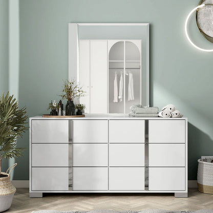 Mesala 2-Piece Glossy 6-Drawer Dresser and Mirror Set