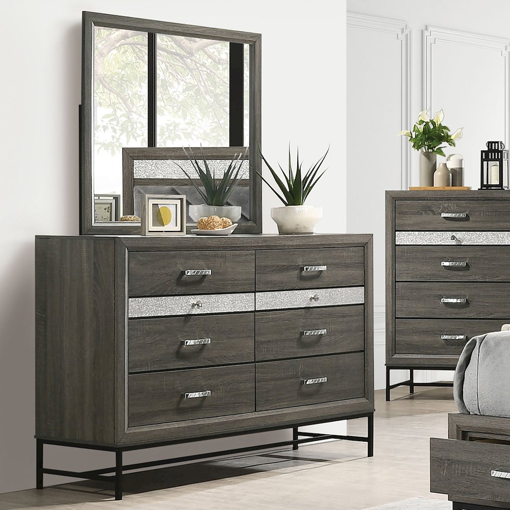 Belper 2-Piece Gray 8-Drawer Dresser and Mirror Set