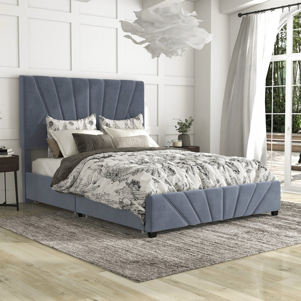 Harper Fabric Upholstered Bed with 4-Drawer