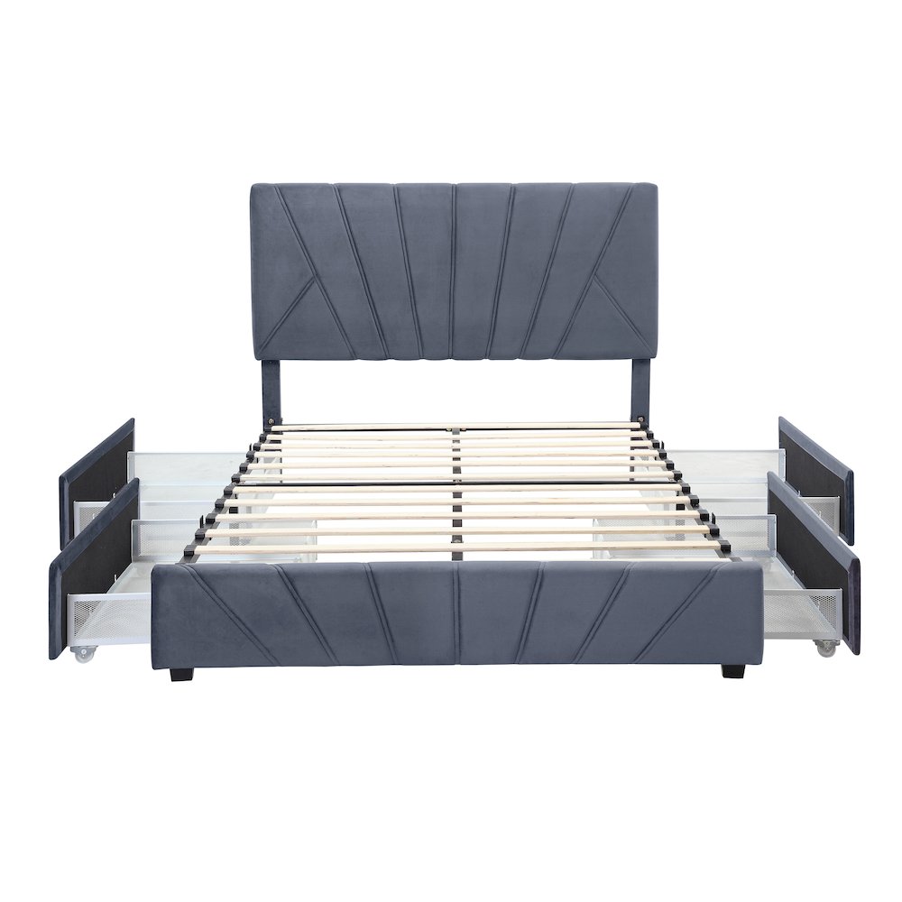 Harper Fabric Upholstered Bed with 4-Drawer