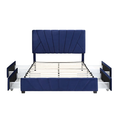 Harper Fabric Upholstered Bed with 4-Drawer