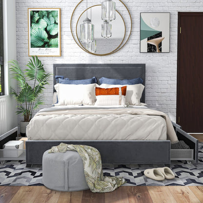 Tink Platform Fabric Bed with Drawers
