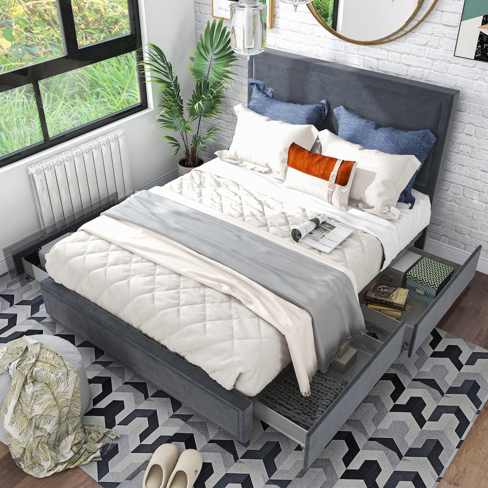 Tink Platform Fabric Bed with Drawers