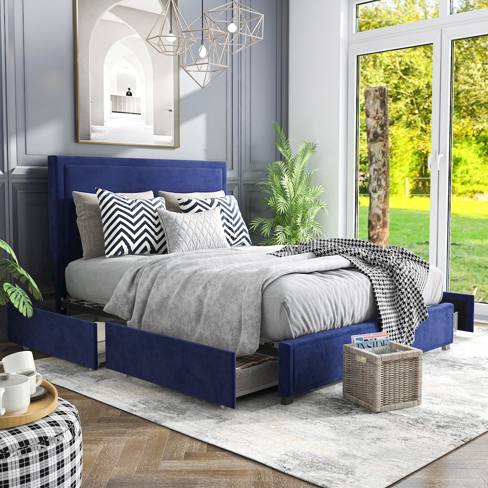 Tink Platform Fabric Bed with Drawers