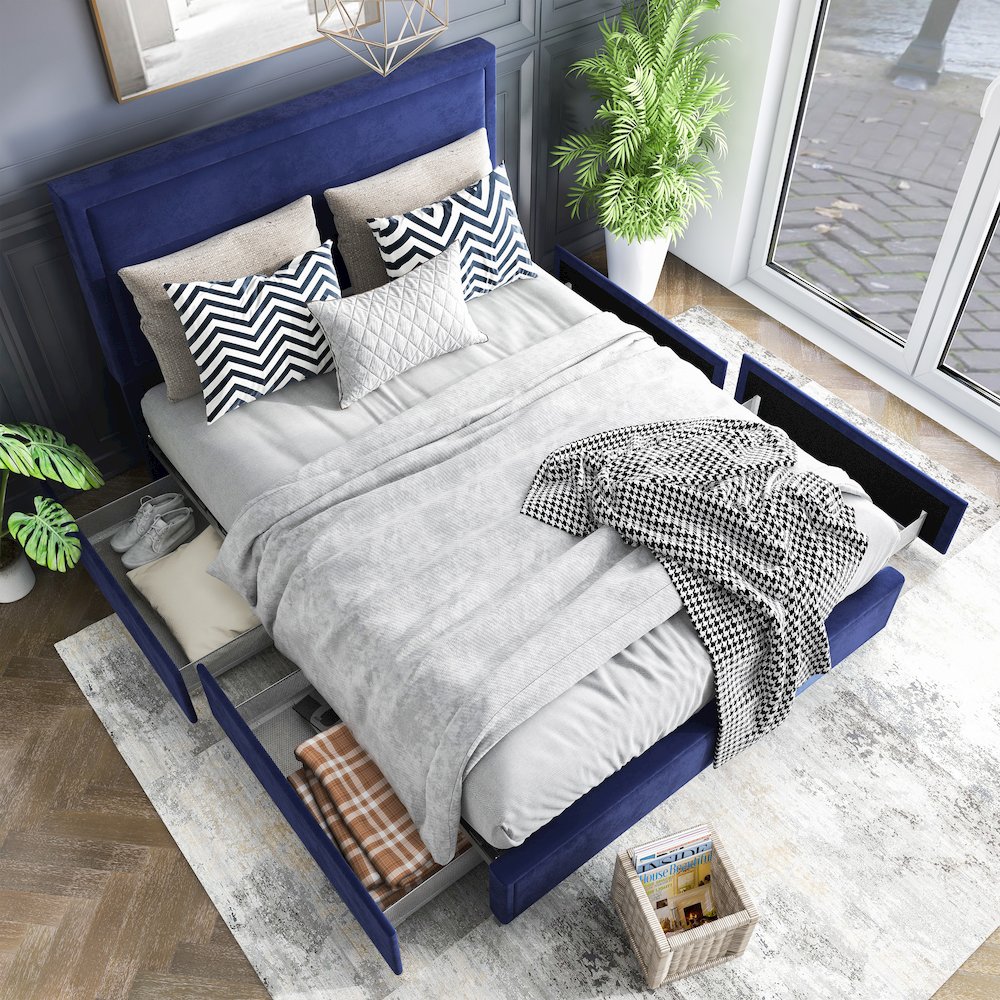 Tink Platform Fabric Bed with Drawers