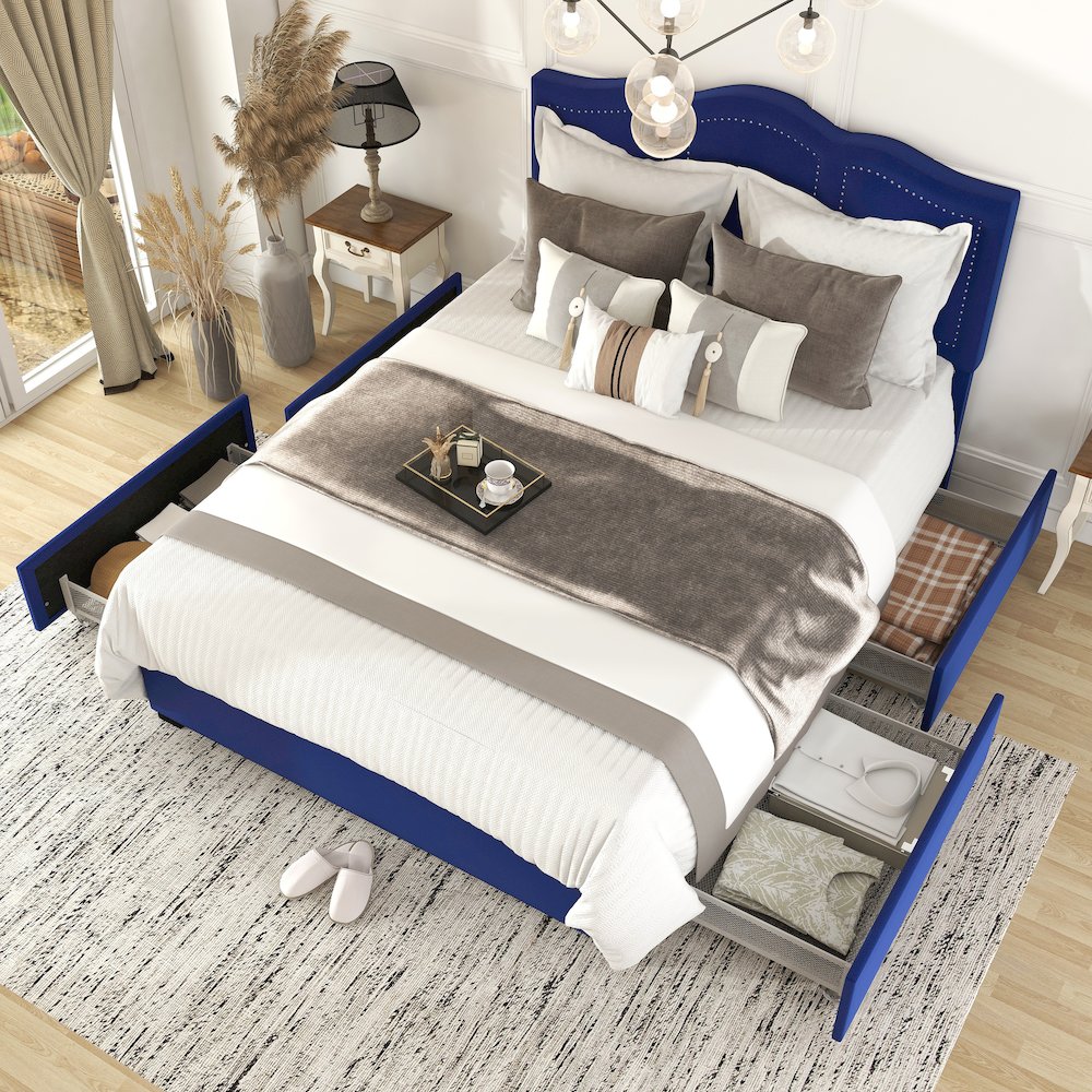 Alameda Fabric Upholstered Bed with Drawers