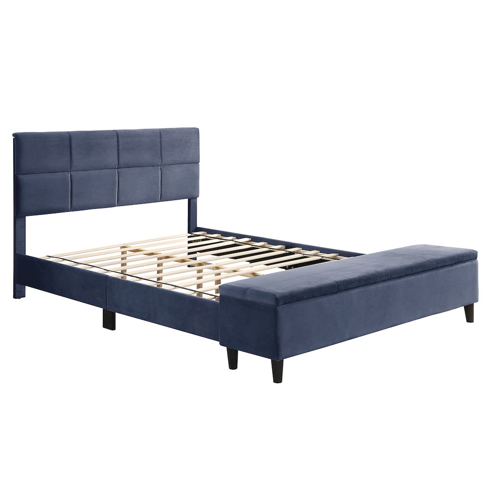 Aishlin Fabric Upholstered Platform Bed with Storage Bench