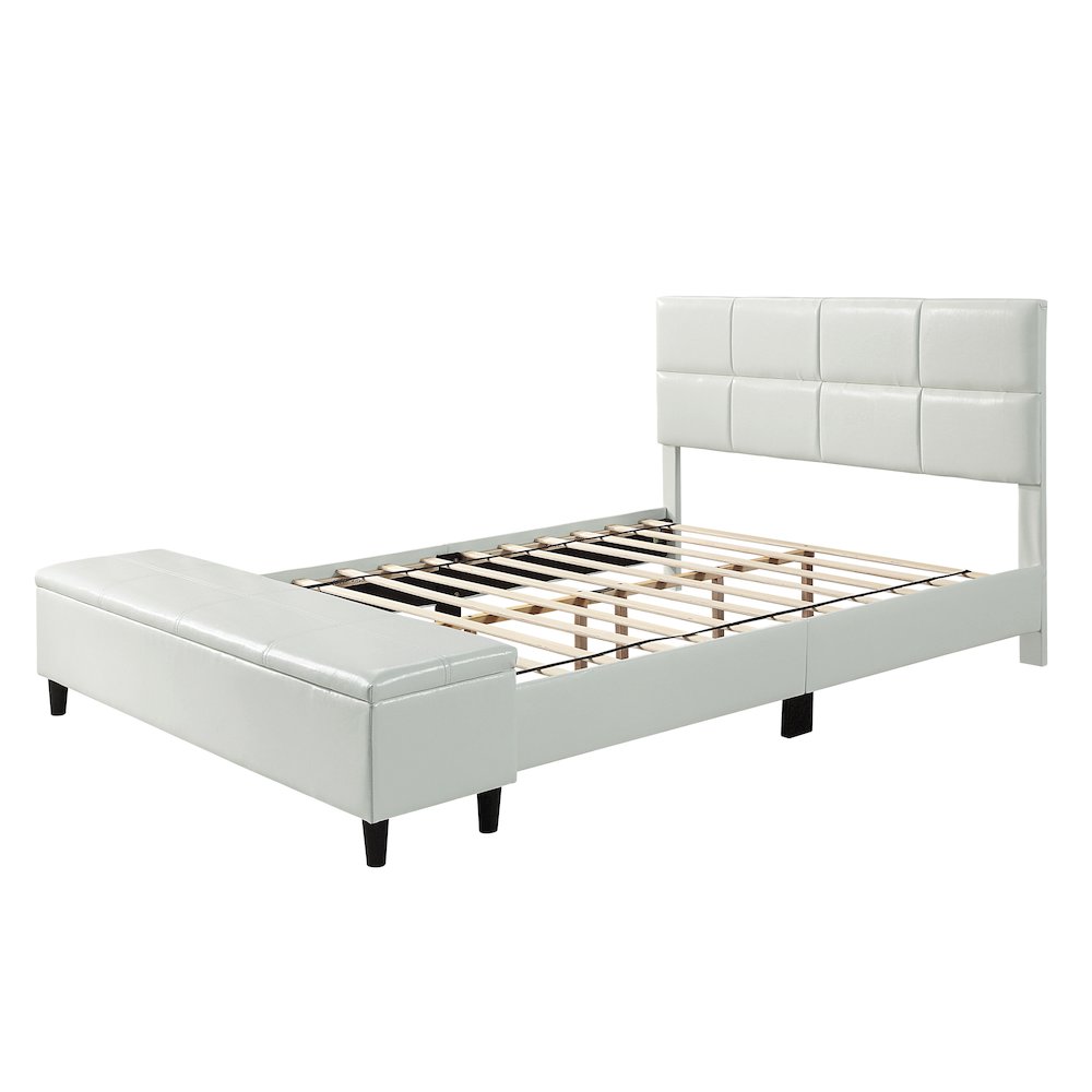 Aishlin Fabric Upholstered Platform Bed with Storage Bench