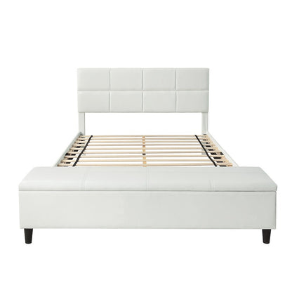 Aishlin Fabric Upholstered Platform Bed with Storage Bench