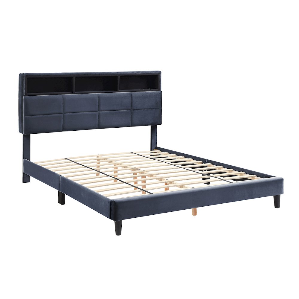 Alto Contemporary Fabric Storage Bed with USB in Gray